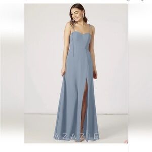 Azazie Rosey Dusty Blue Bridesmaid Prom Dress